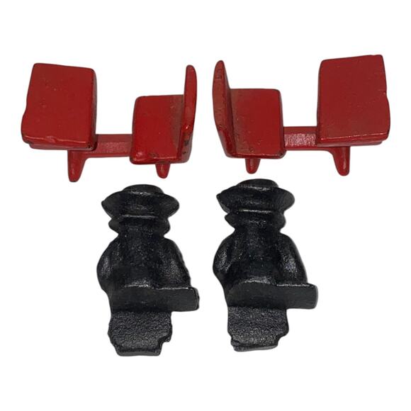 Vintage Cast Iron 2 Amish Boys Red School Desk 1997 John Wright Figurines - A999 - Picture 6 of 9